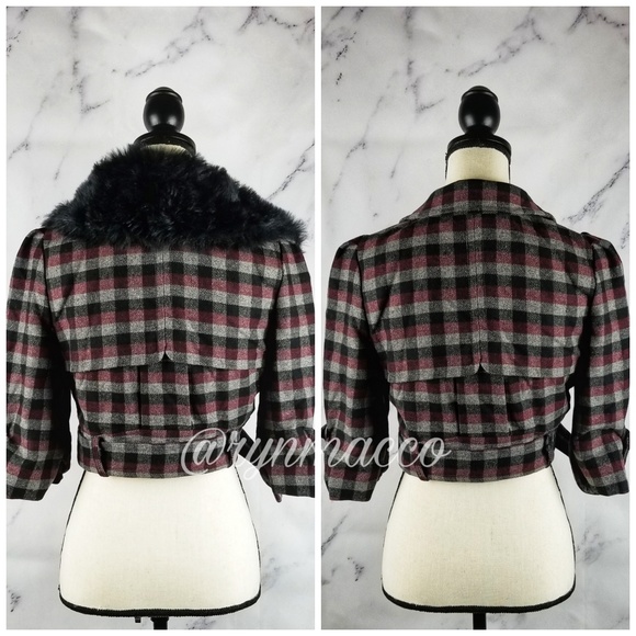 FOREVER 21 I Double Breasted Plaid Crop Coat - Picture 3 of 8